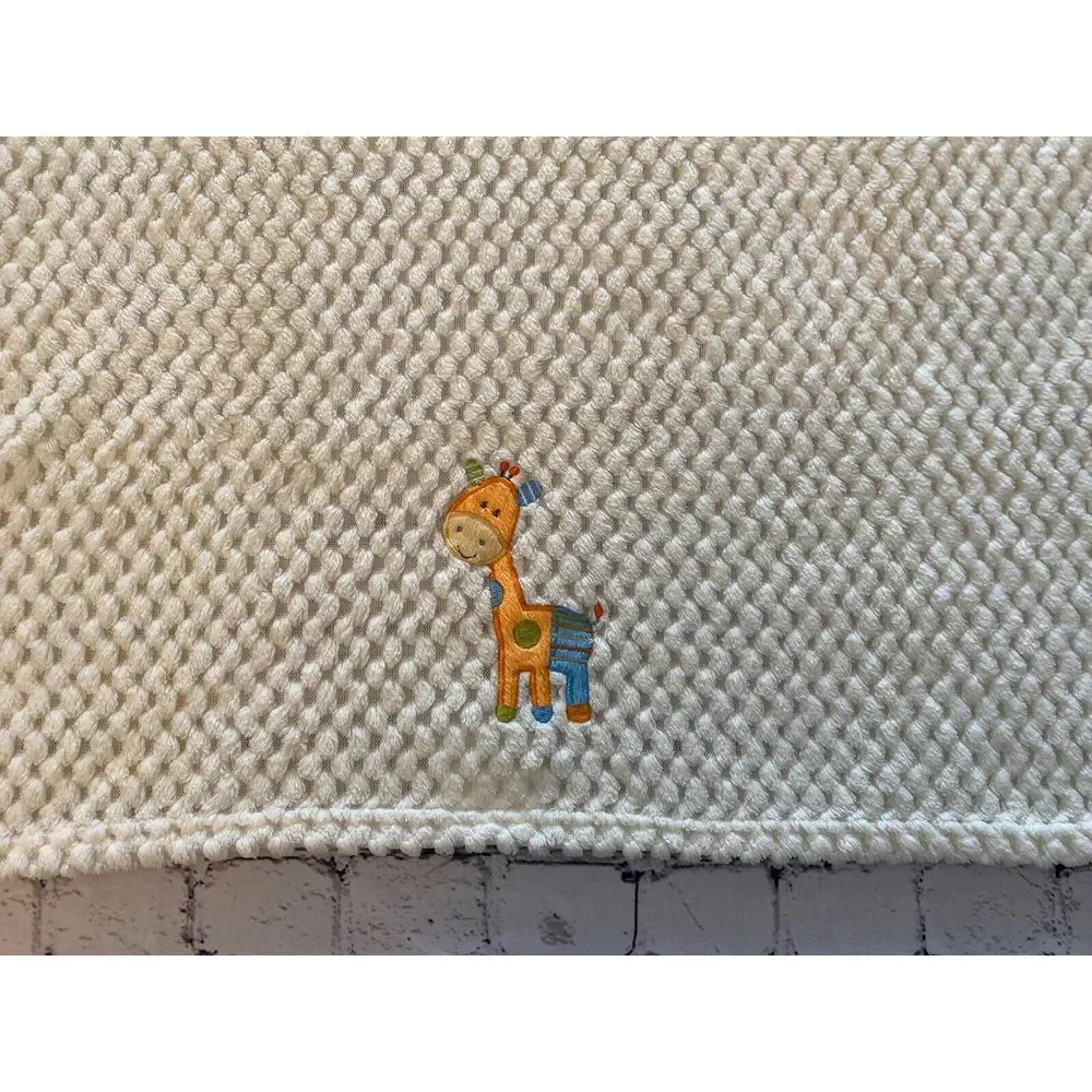 Vintage NoJo Cuddle Me Baby‎ Blanket Cream Orange Giraffe Embossed Soft 30 X 40